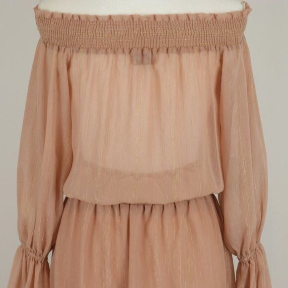 Show Me Your MuMu Wanda Women's Small Mauve Gold Off The Shoulder Maxi Dress - Picture 5 of 9